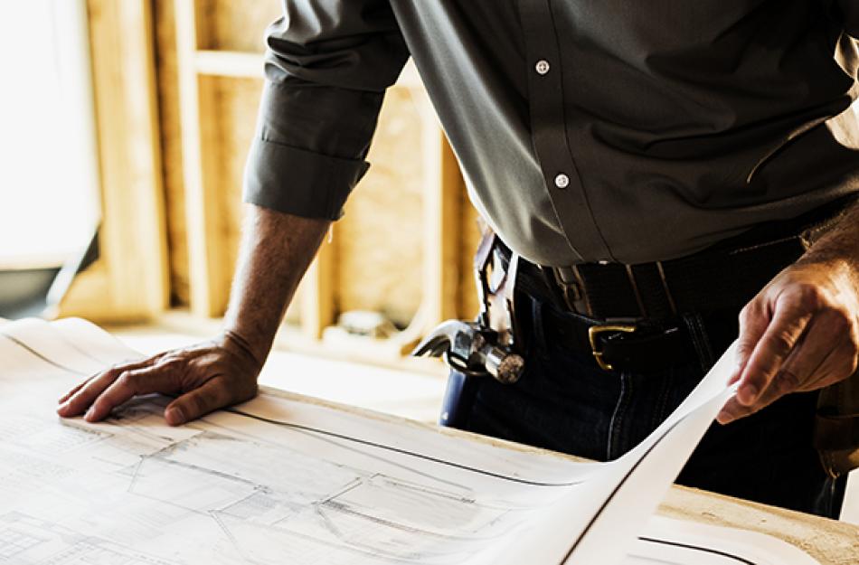 blueprints on a table