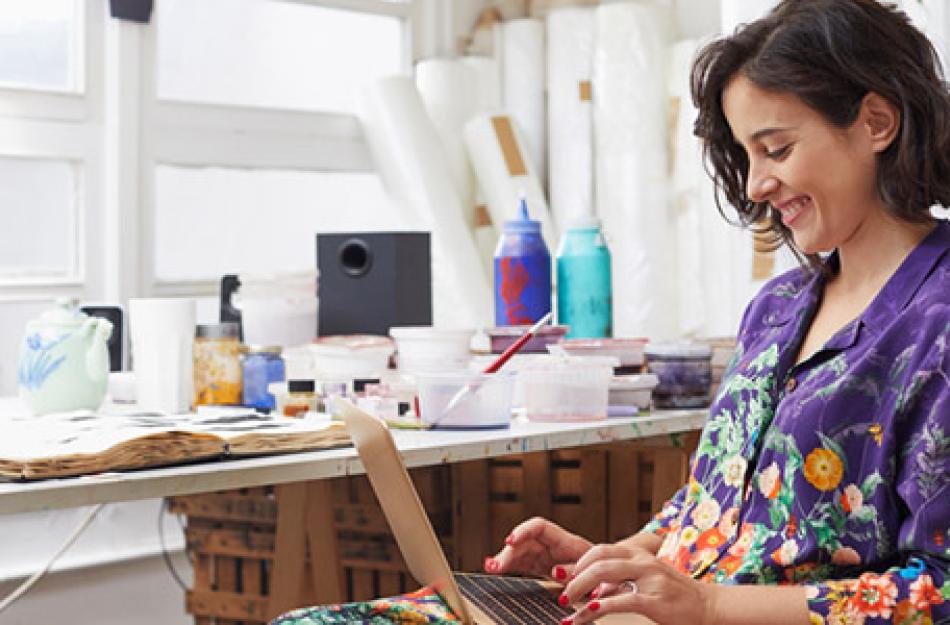 Woman working on a laptop