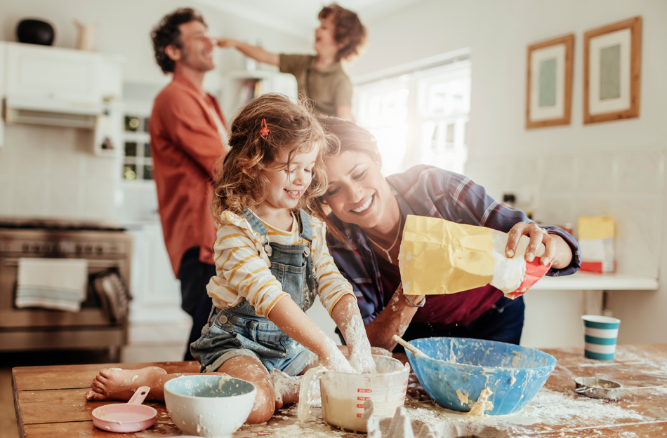 family baking and having fun