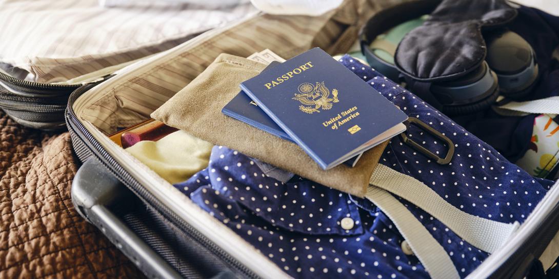 passport in a suitcase